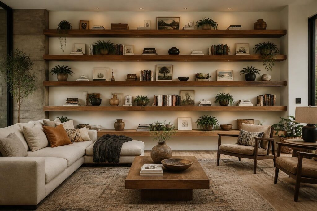Featured image for: 10 Long Floating Shelves Ideas for Large Walls That Wow