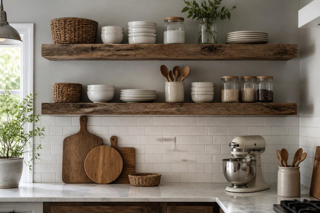 Featured image for: 10 Rustic Floating Shelves Ideas with Farmhouse Charm