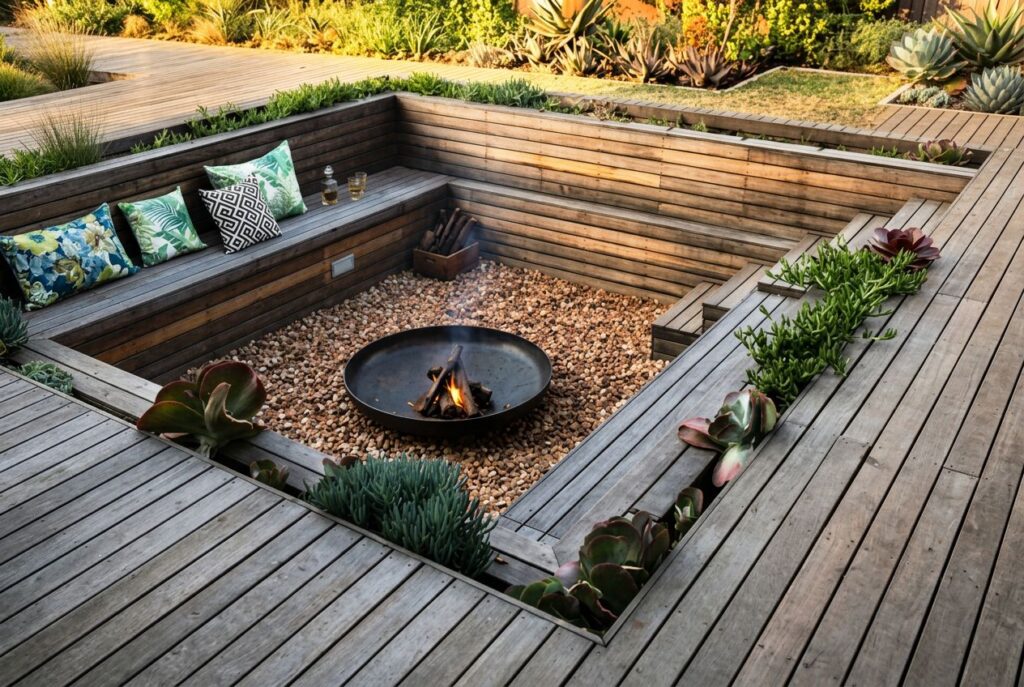 Featured image for: 10 Sunken Fire Pit Ideas for a Stunning Backyard Upgrade