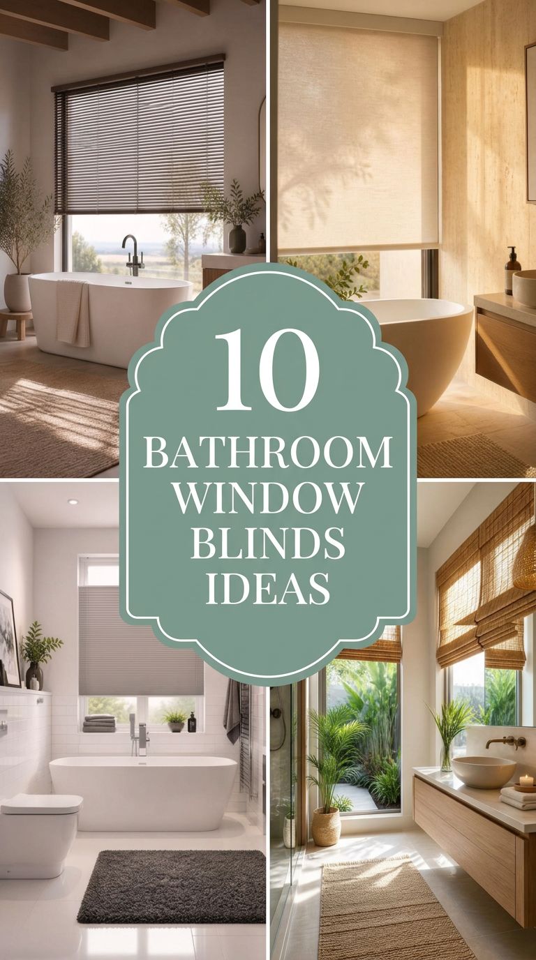 Pinterest banner for 10 Bathroom Window Blinds Ideas for Privacy Without Sacrificing Light