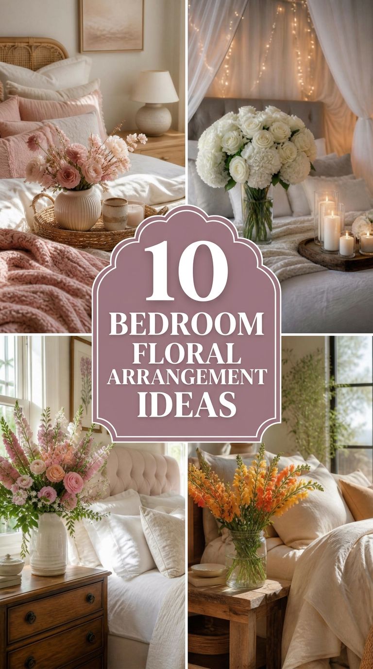 Pinterest banner for 10 Bedroom Floral Arrangement Ideas for a Fresh Romantic Feel