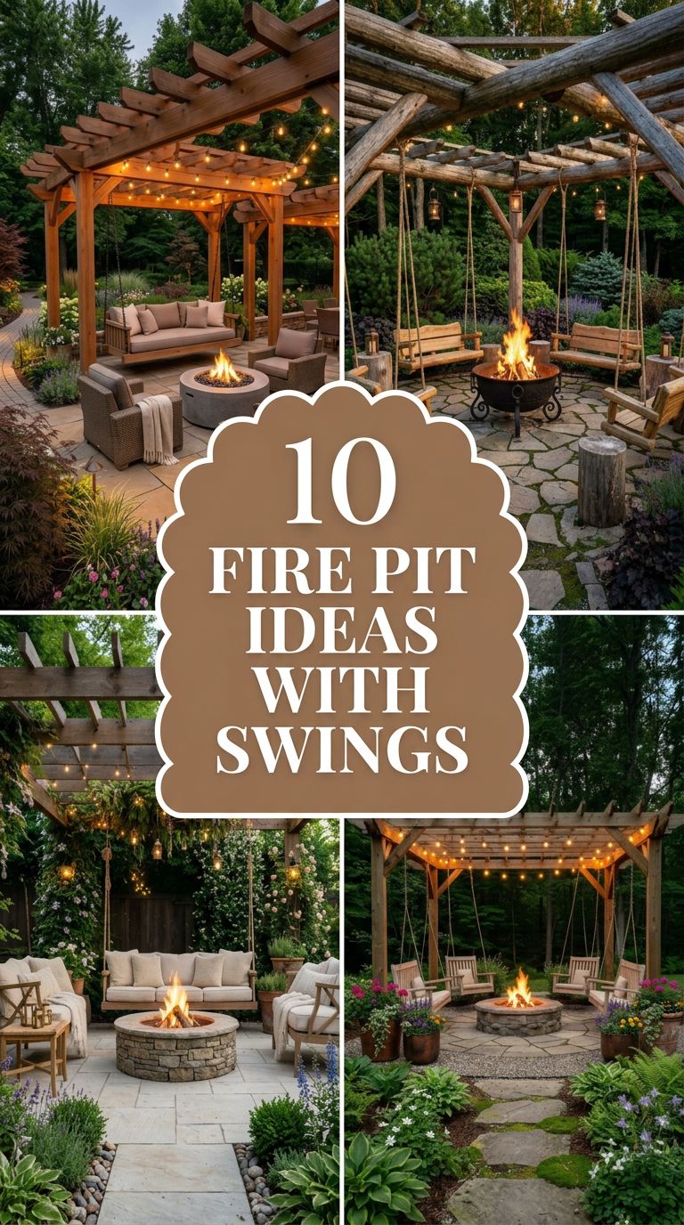 Pinterest banner for 10 Fire Pit Ideas for Backyards With Swings You’ll Love