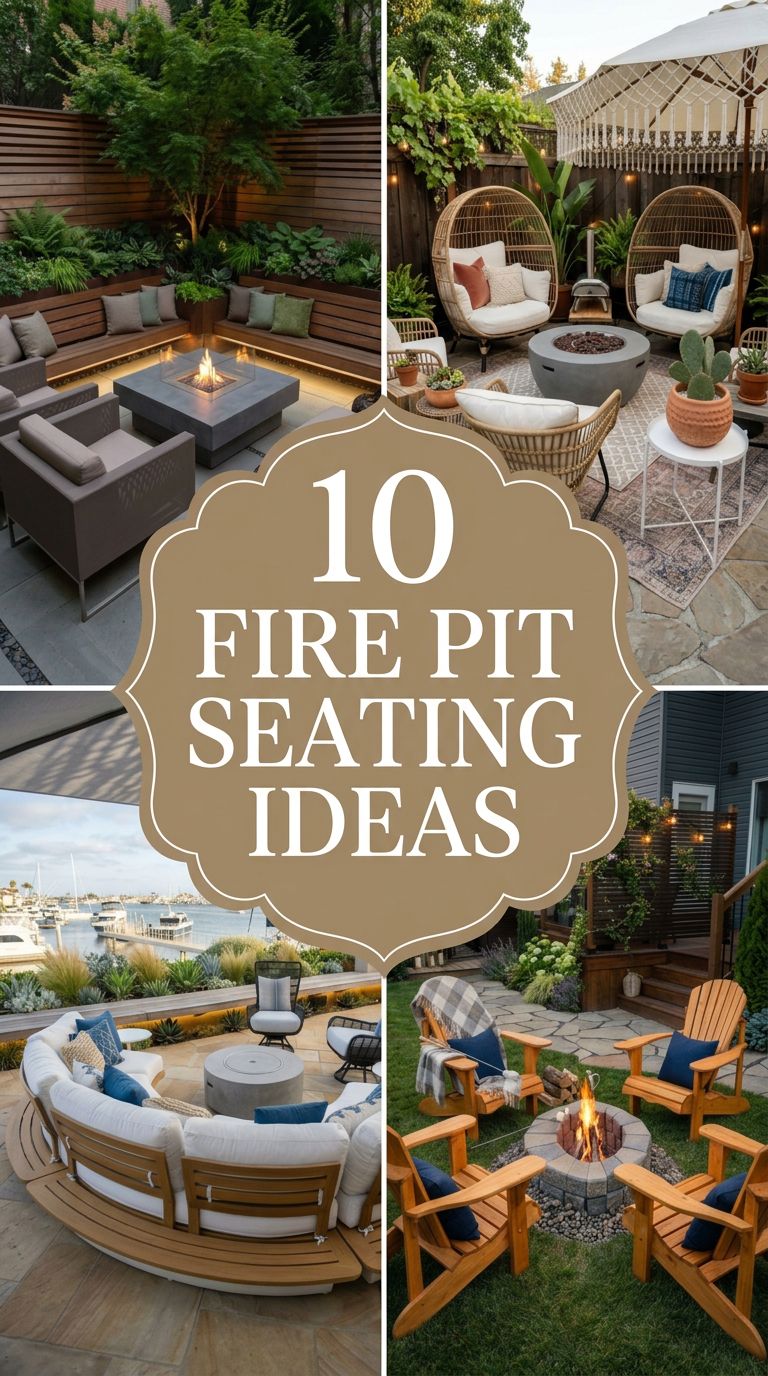 Pinterest banner for 10 Fire Pit Seating Ideas That Make Backyards More Inviting