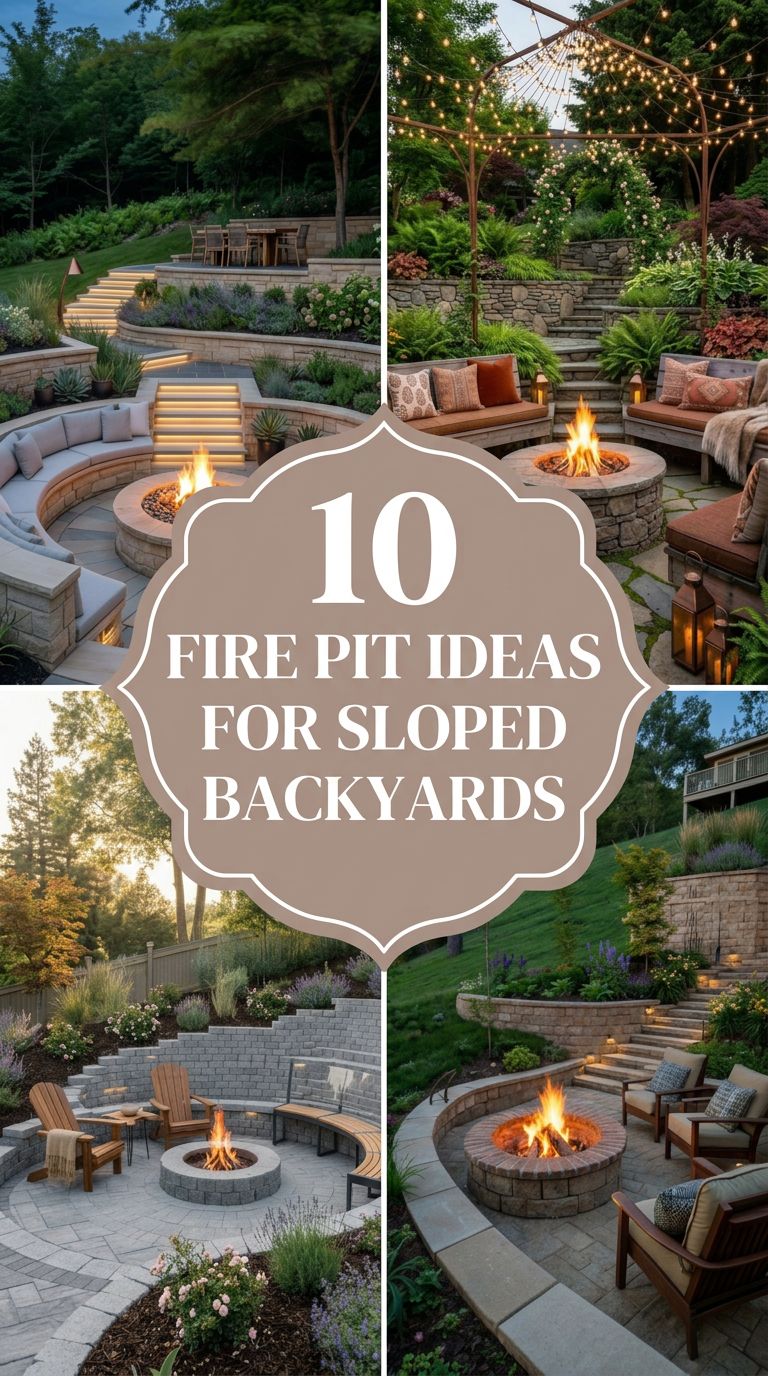 Pinterest banner for 10 Fire Pit Garden Ideas That Blend Beautifully with Landscaping