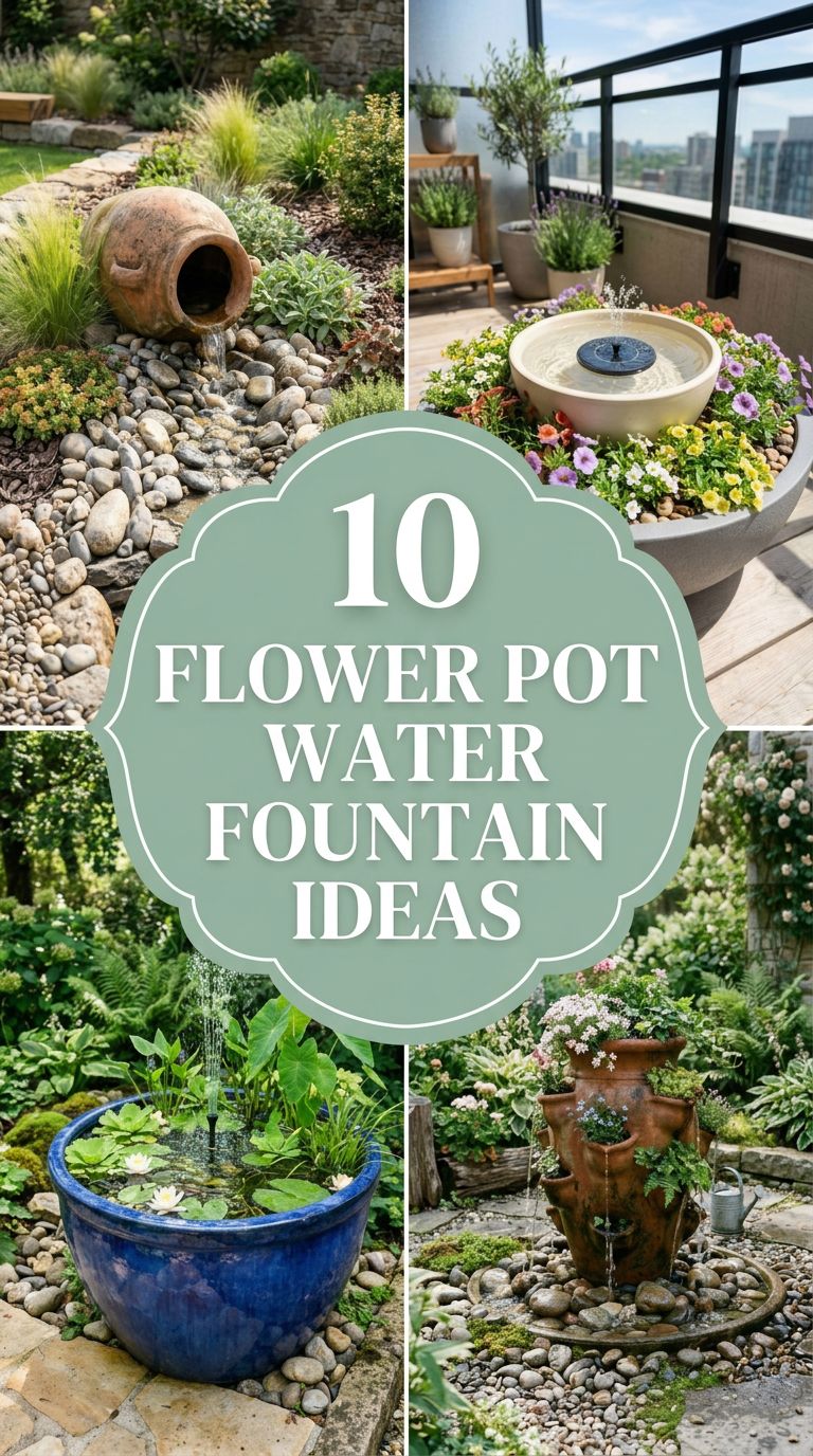 Pinterest banner for 10 Gorgeous Flower Pot Fountain Ideas for Any Garden