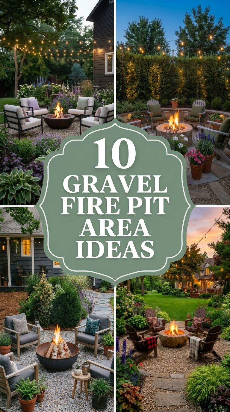 Pinterest banner for 10 Gravel Fire Pit Area Ideas That Look Modern and Affordable