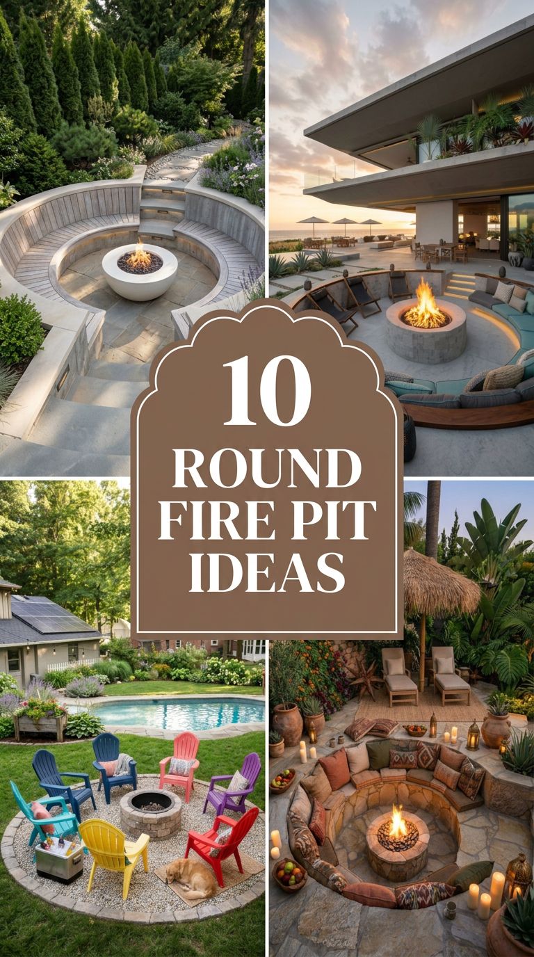 Pinterest banner for 10 Round Fire Pit Ideas That Create the Perfect Gathering Circle