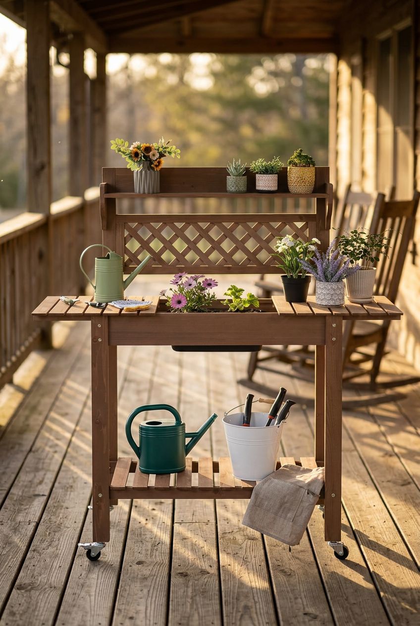 Yaheetech Potting Bench Table Outdoor