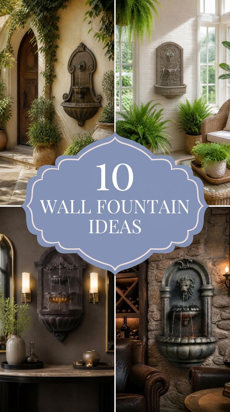 Pinterest banner for 10 Wall Fountain Ideas for Elegant Home Decor