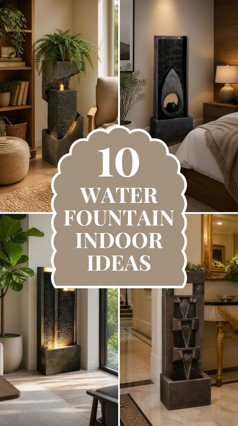 Pinterest banner for 10 Water Fountain Indoor Ideas for a Peaceful, Fashionable Home