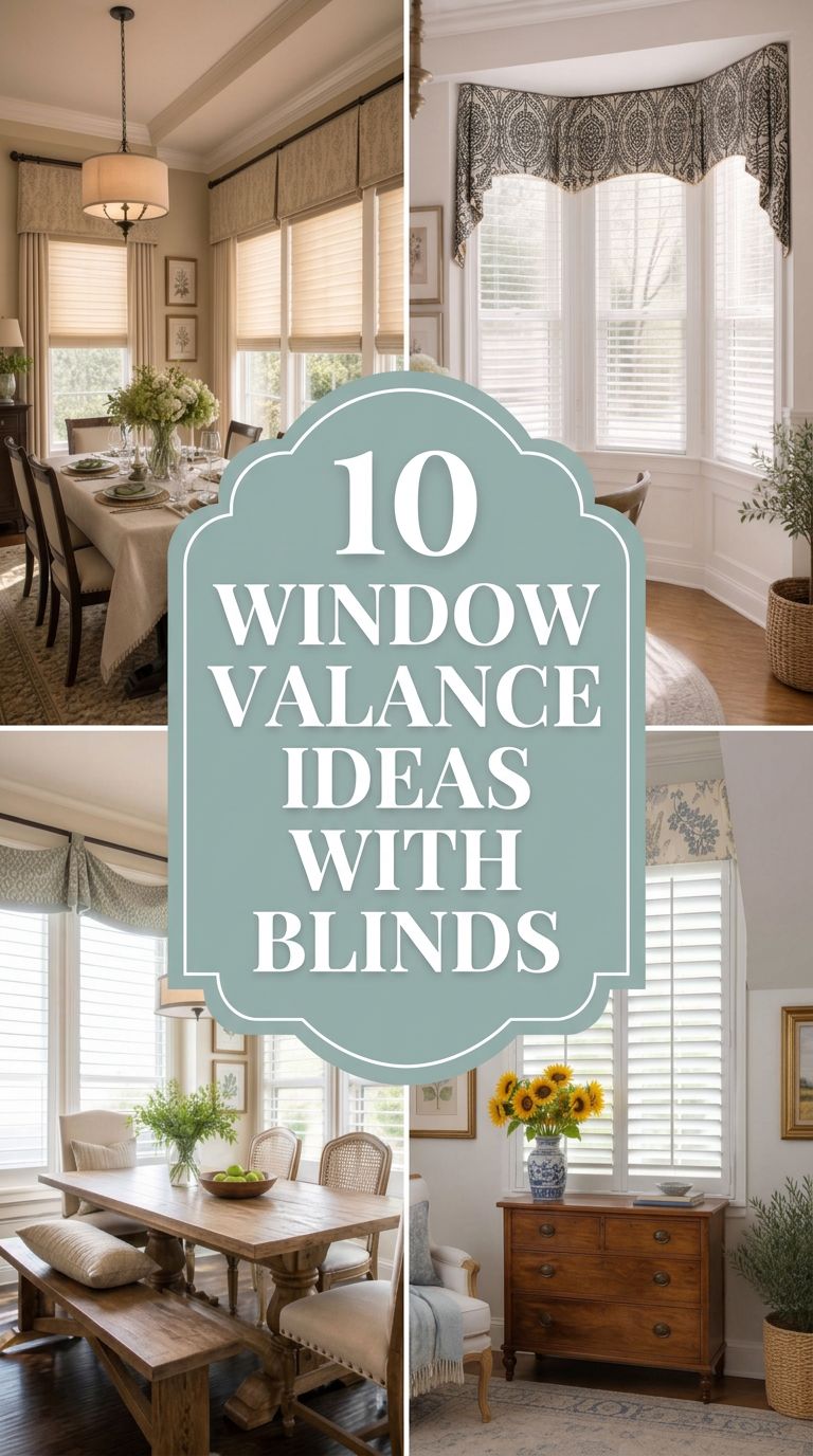 Pinterest banner for 10 Window Valance Ideas With Blinds for a Polished Home Look